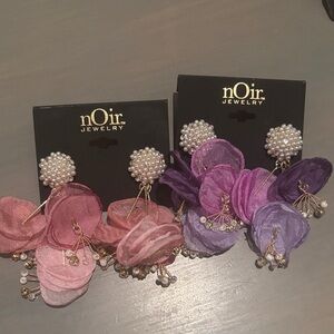 nOir Jewelry Pink and Purple Petal Earrings bundle